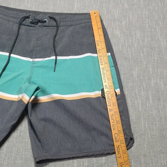 Vissla The Point Board Shorts Size 30 Small 19.5" Blue Gray Striped Surf Swim - Picture 12 of 12